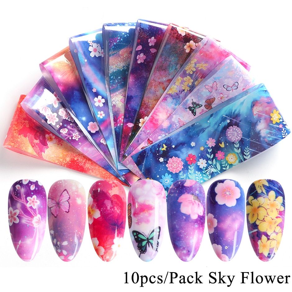 Gradient Marble Transfer Sticker for Nail Foil Pink Blue Paper Shinning Slider Nail Stripe Wraps DIY Adhesive Manicure CH1575