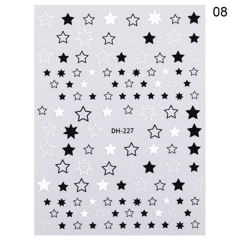 1 Sheet 3D Nail Stars Love Stickers Glitter Shiny Decoration Decal DIY Transfer Adhesive Colorful Nail Tips Tattoo Manicuring