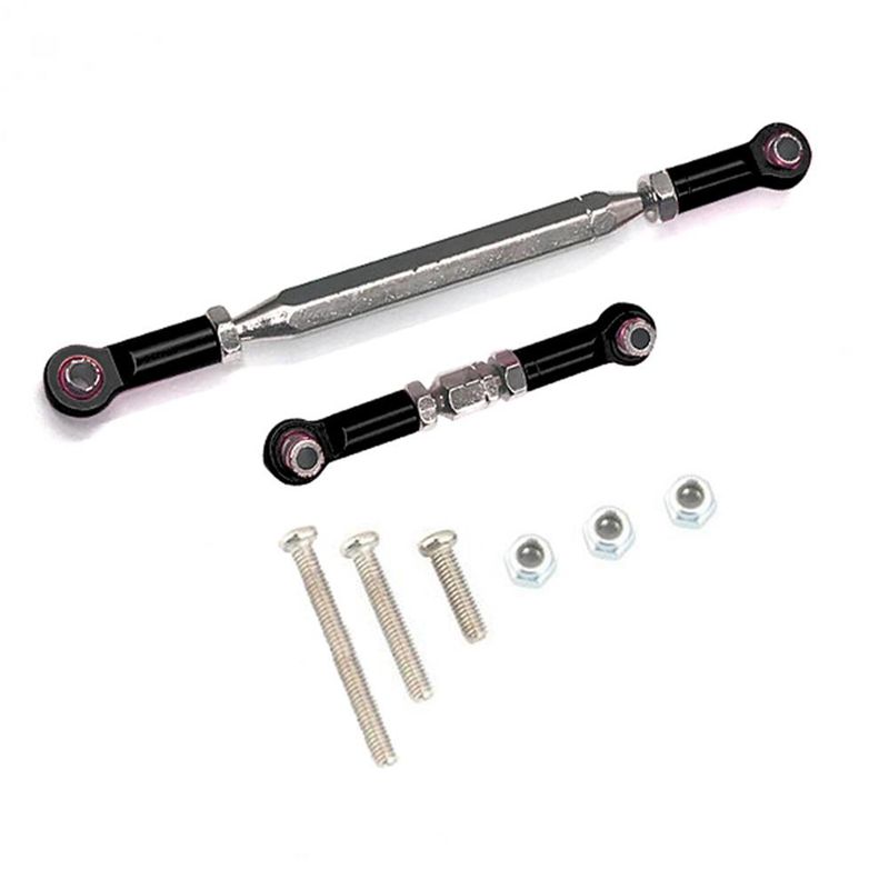 Metal Adjustable Steering Linkage Servo Link Pull Rod Turnbuckle for MN D90 D99 MN-90 FJ-45 1/12 RC Car Crawler,Black