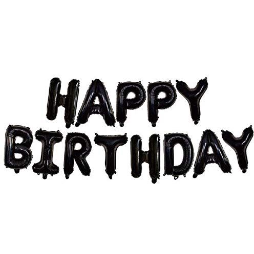 Foil balloons happy birthday banner Black