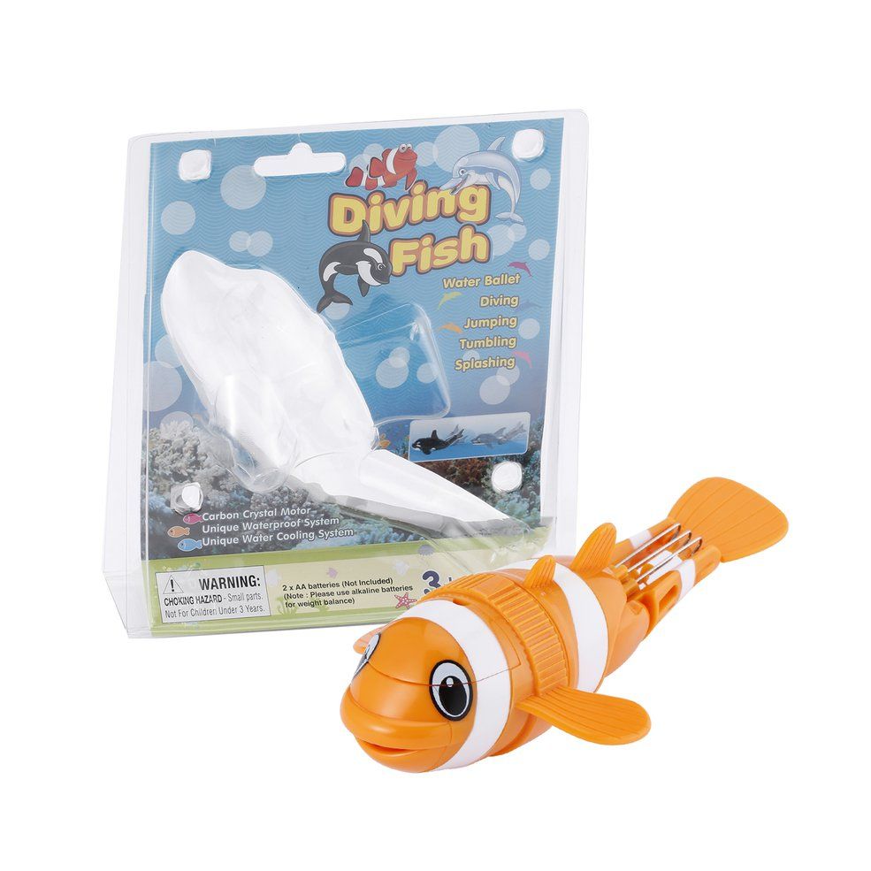 Funny Cute Lovely Flexible Children Kids Bathing Toys Orange Diving Fish-Orange