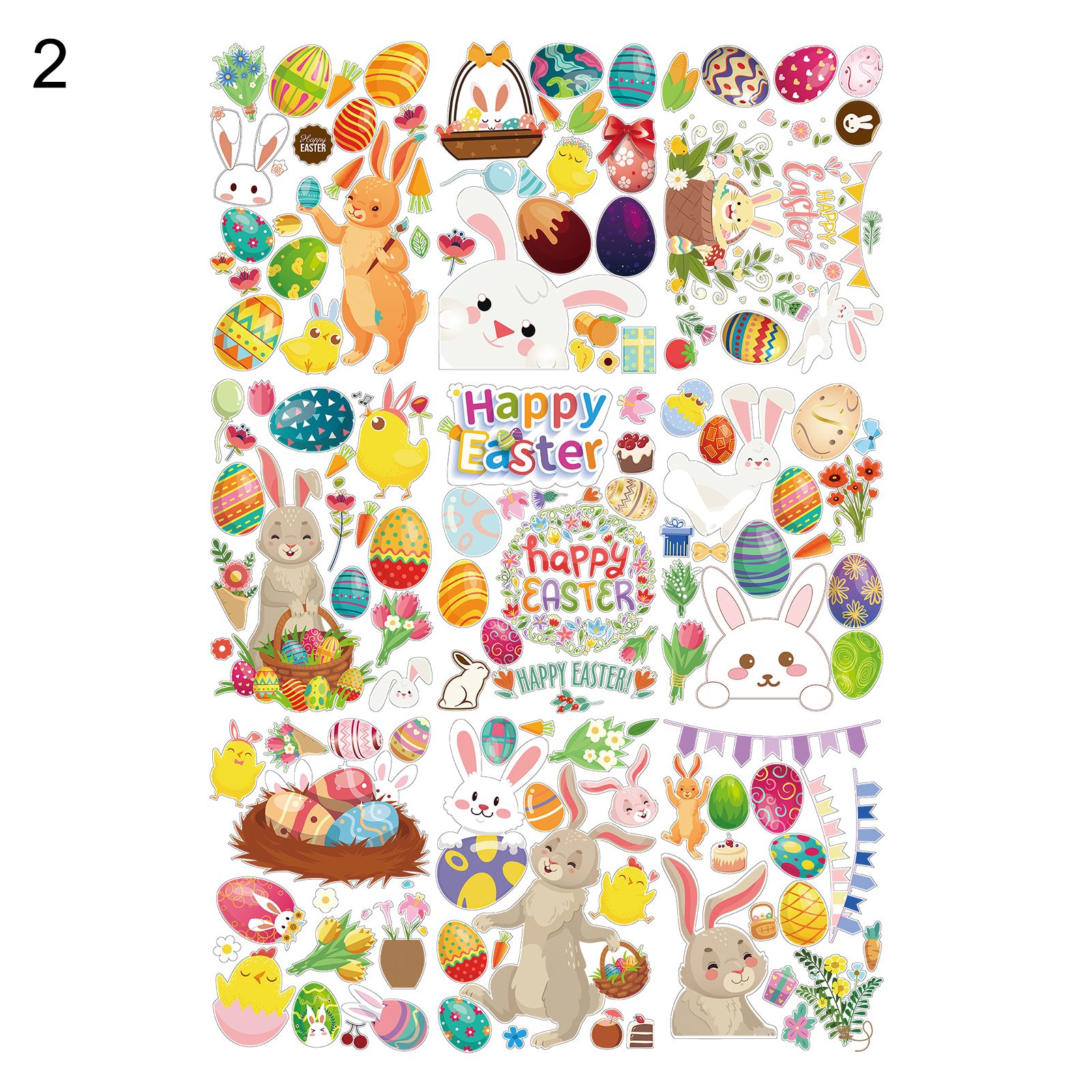 Easter Eggs Decals Charming Easy to Use Easter Static Stickers