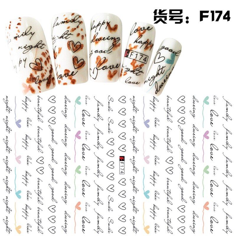 Self-adhesive English alphabet nail sticker decals for nail art tips decorations manicure fake nails accessoires tool new arrive
