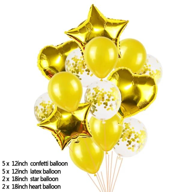 14 Pcs Metallic Confetti Mix Latex Balloon Set - Click Here and choice Your Product