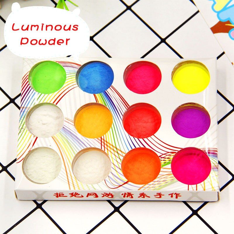 12 Color Luminous Powder Pigment Fluffy Slime Supplies Filler Lizun Toys DIY Artwork Fluorescent Powder Charms For Slimes Decor
