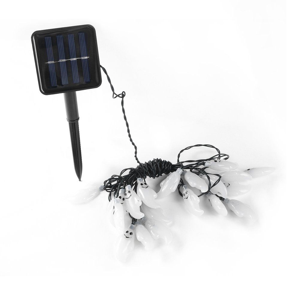 20 LED Ghost Solar String Lights Waterproof Outdoor Halloween Christmas Decor