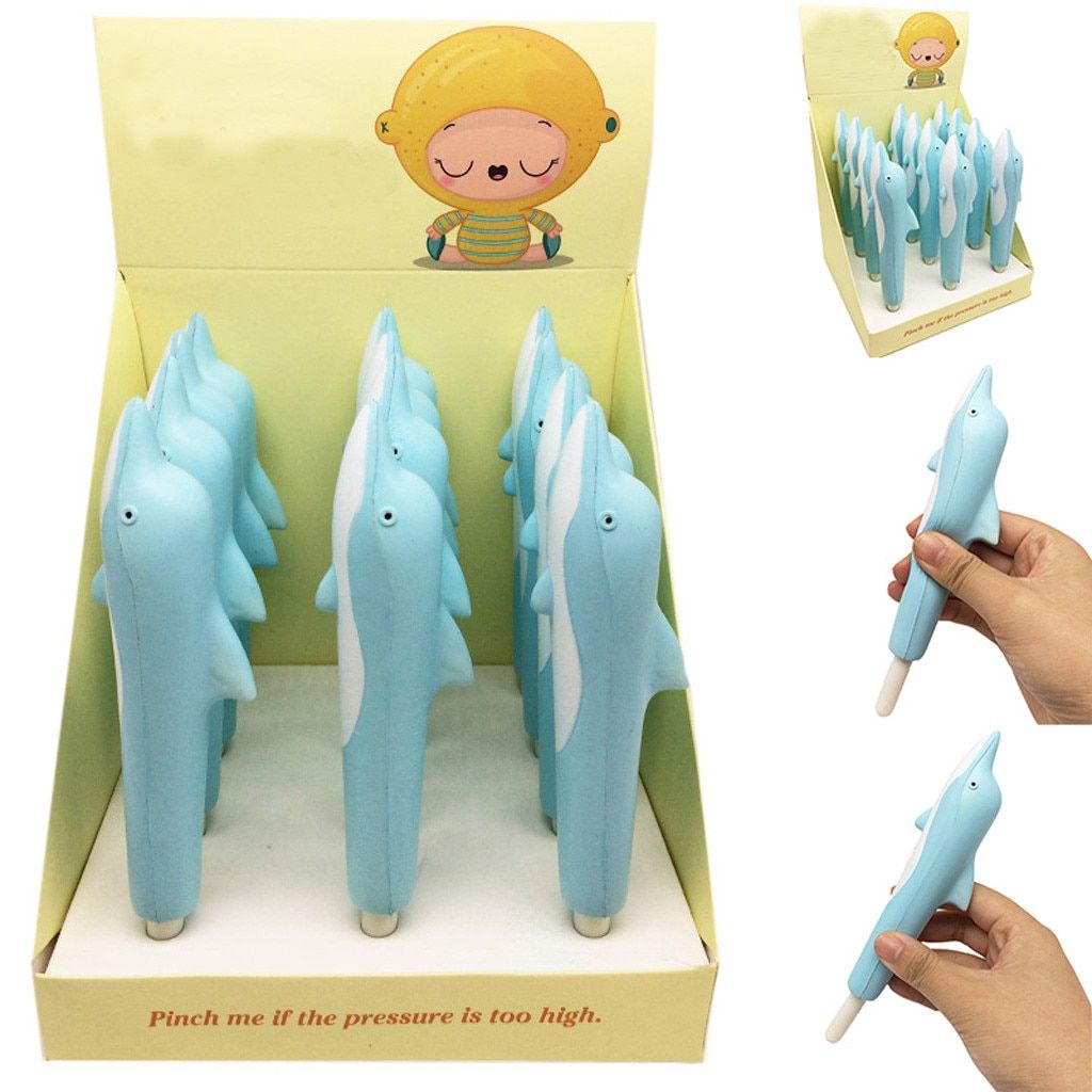 Stress Relief Squeeze Toys for Kids Creative Kawaii Dolphin Pen Cap Sticky Slow Rising Pencil Holder Soft Toy anti stress toys