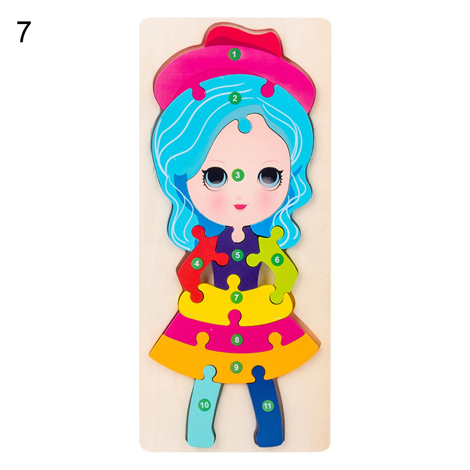 Jigsaw Toy Eco-friendly Cartoon Pattern Wood Lovely Brain Development Jigsaw Toy for Kids