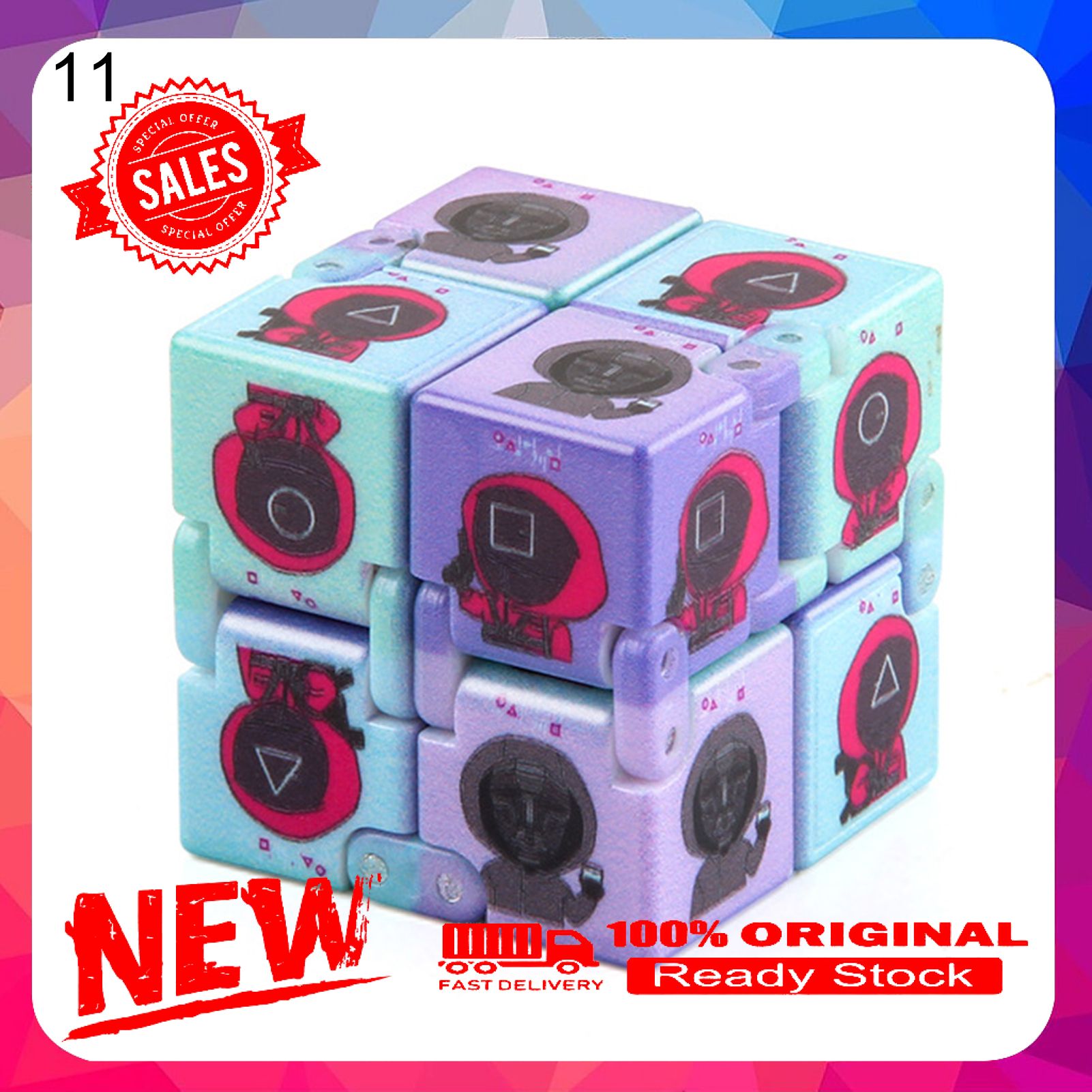 Vist Fox 4cm x 4cm x 4cm Cubic Toy Cartoon Sticker Intellectual Development Creative TV Squid Game Second-order Rubik Cube Birthday Gift