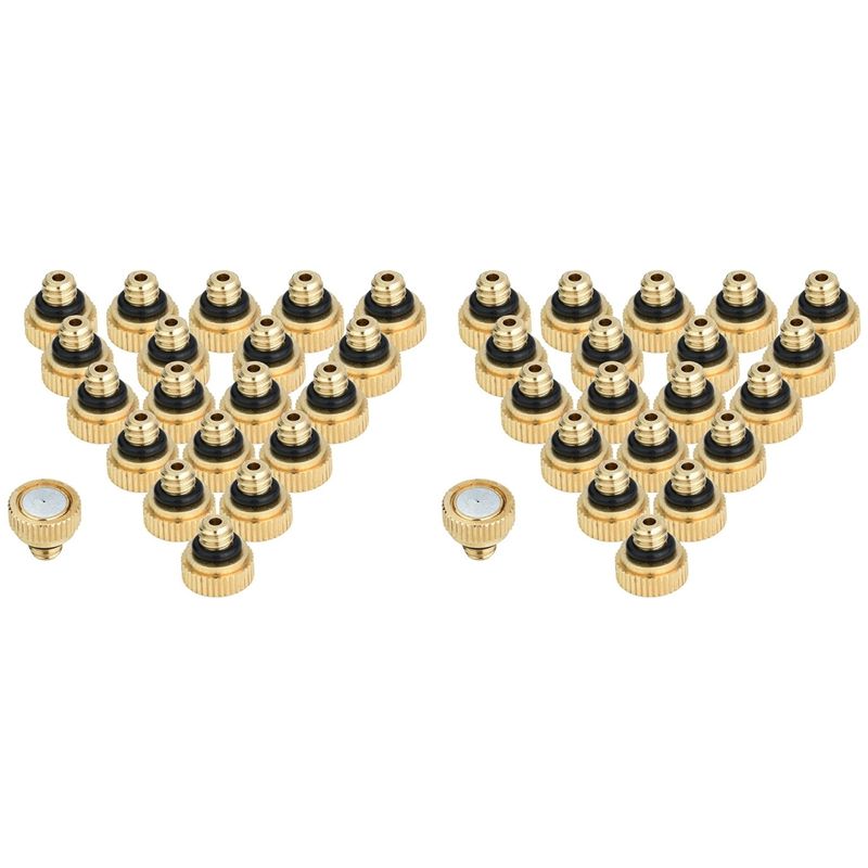 40Pcs Brass Misting Nozzles for Cooling System 0.012 Inch(0.3 mm) Water Spray Nozzle Sprinklers Misting Cooling