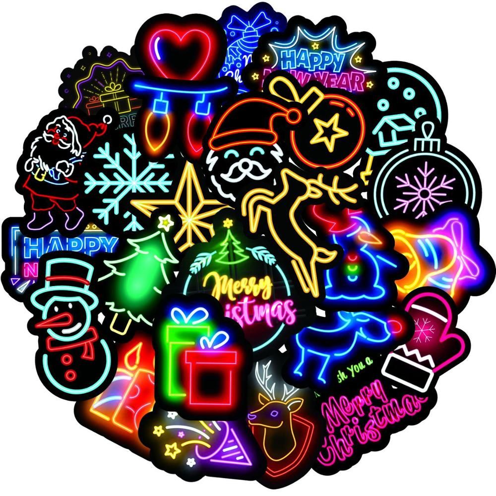 50PCS Cool Neon Light Sticker for Children Gifts Toys Anime Cute Decal Stickers to Laptop Phone Suitcase Car Guitar Stationery