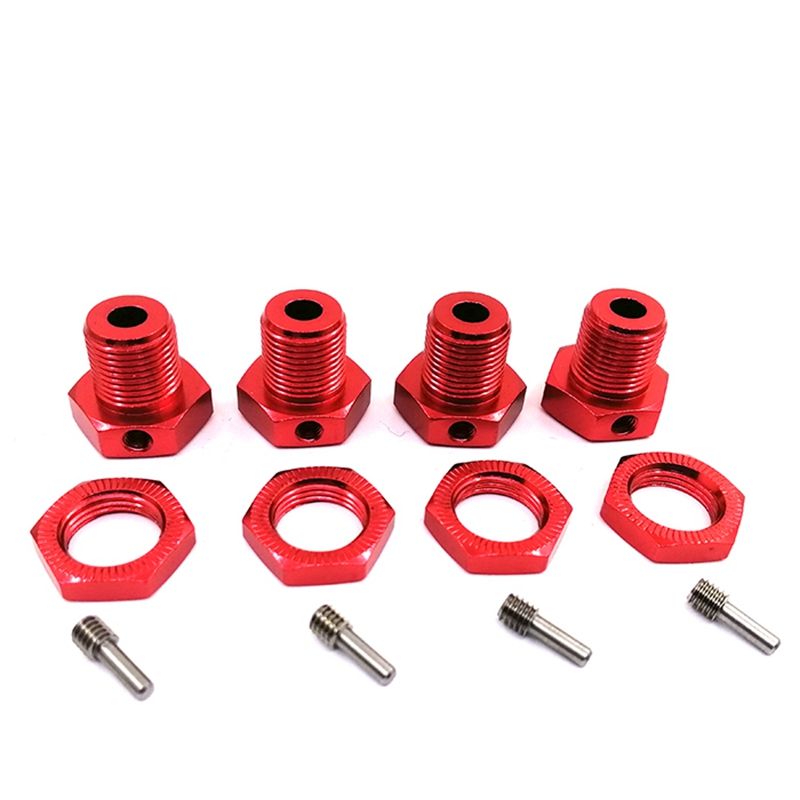 4PCS Wheel Hex Hub 5MM Tire Combiner Hub Aluminum Alloy Truck Adapter Wheel Nut RC Car Accessories for Traxxas Red