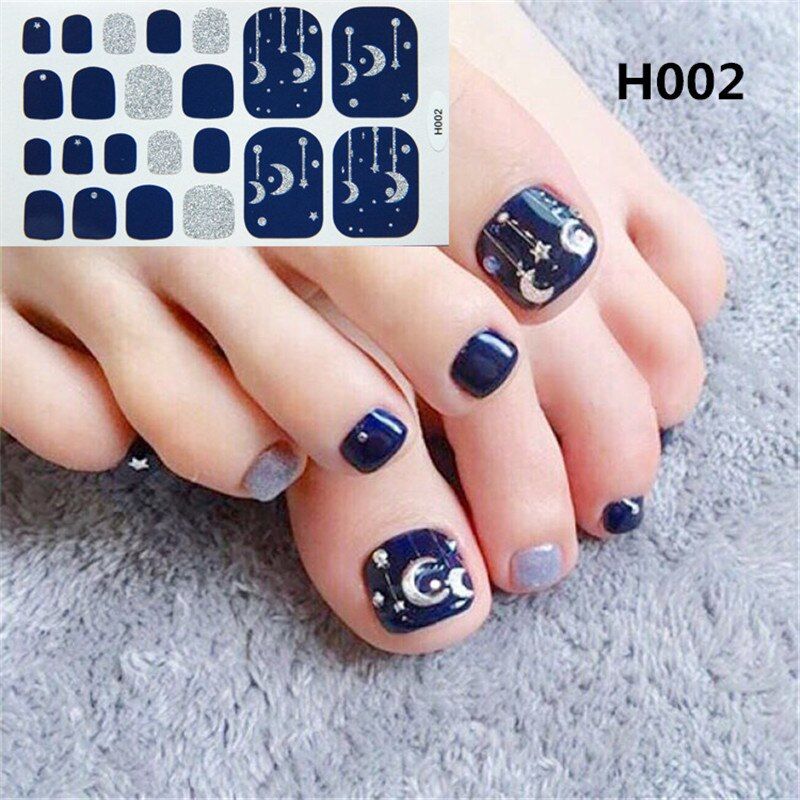 Toe Nail Sticker Waterproof Fashion Toe Nail Wraps Art Nails Adhesive Foil Stickers Manicure Decals Pattern Decorations Patch