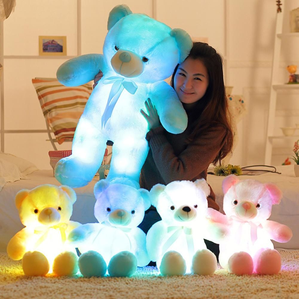30/50cm Big Colorful Glowing Teddy Bear Luminous Plush Toys Kawaii Light Up Led Teddy Bear Stuffed Toys Doll Kids Christmas Gift
