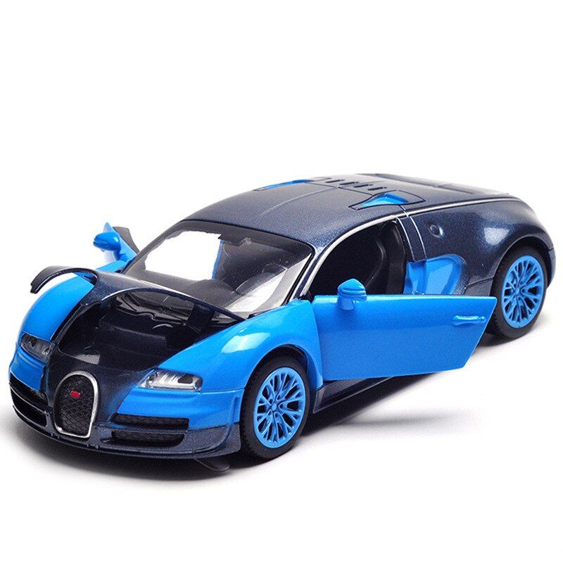 1:32 Diecast Bugatti Model Size 14Cm 3 Openable Doors W/ Light&Music Toy Car3 Colors