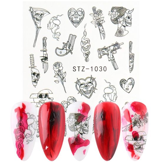 Water Transfer Abstract Women Face Nail Art Stickers Decals Flower Leaves Slider For Nails Manicure Decorations NTSTZ1018-1033-1