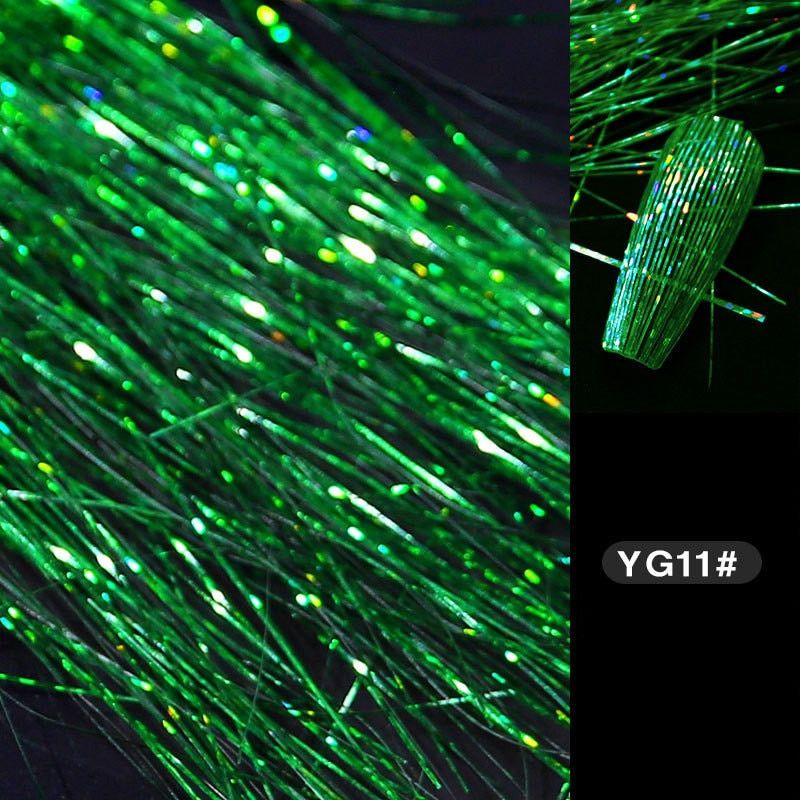 Fashion Fluorescent Thread Nail Sticker Laser Glitter Mesh Net Line Tape Holographic 3D Silk Foils Nail Art Decorations