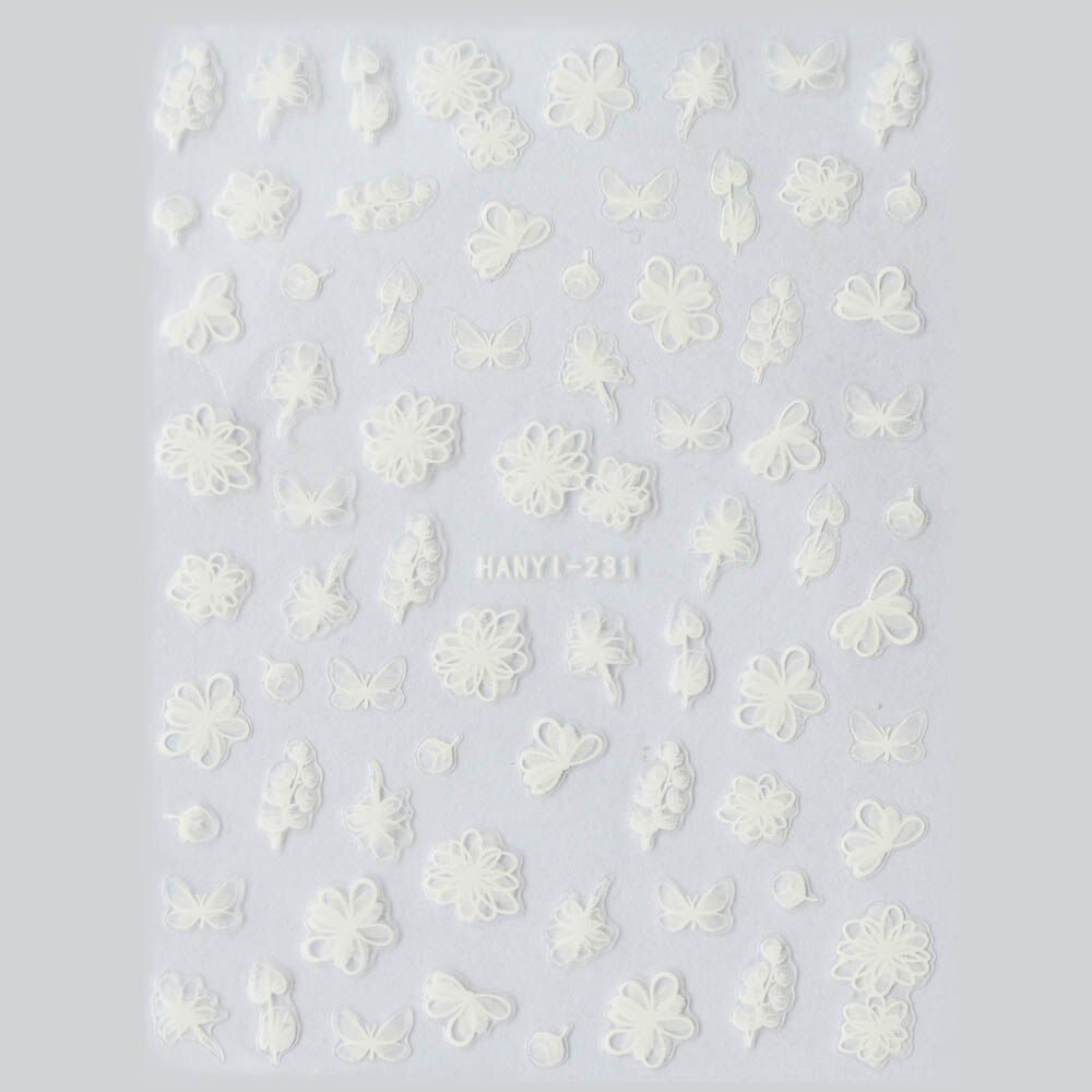 1 Sheet 3D Nail Stickers Art White Lotus Flower Nail Design 3D Stickers for Nails Accessories for Nail Art Decorations ZJT4016