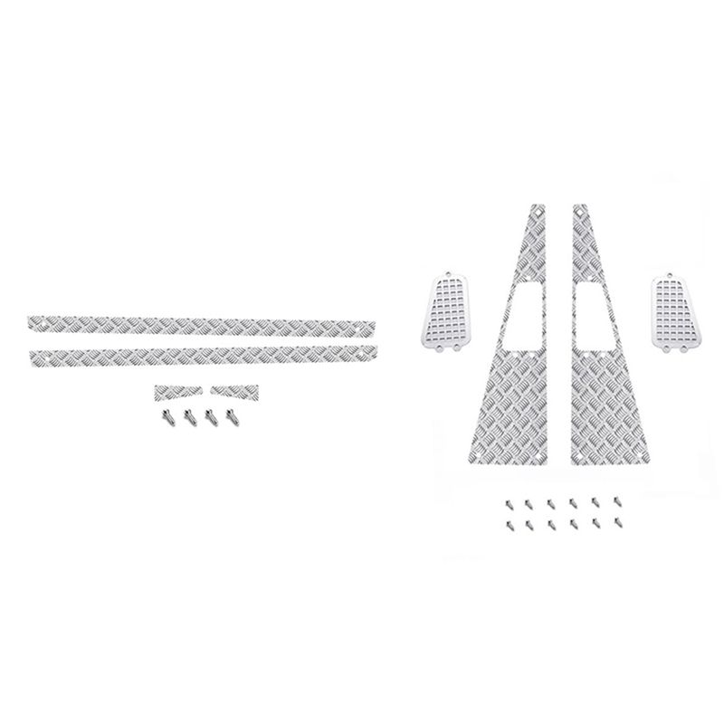 2 Set RC Car Part: 1 Set Metal Anti-Skid Plate Intake Grille & 1 Set Rear Side Antiskid Board Scratch Prevention