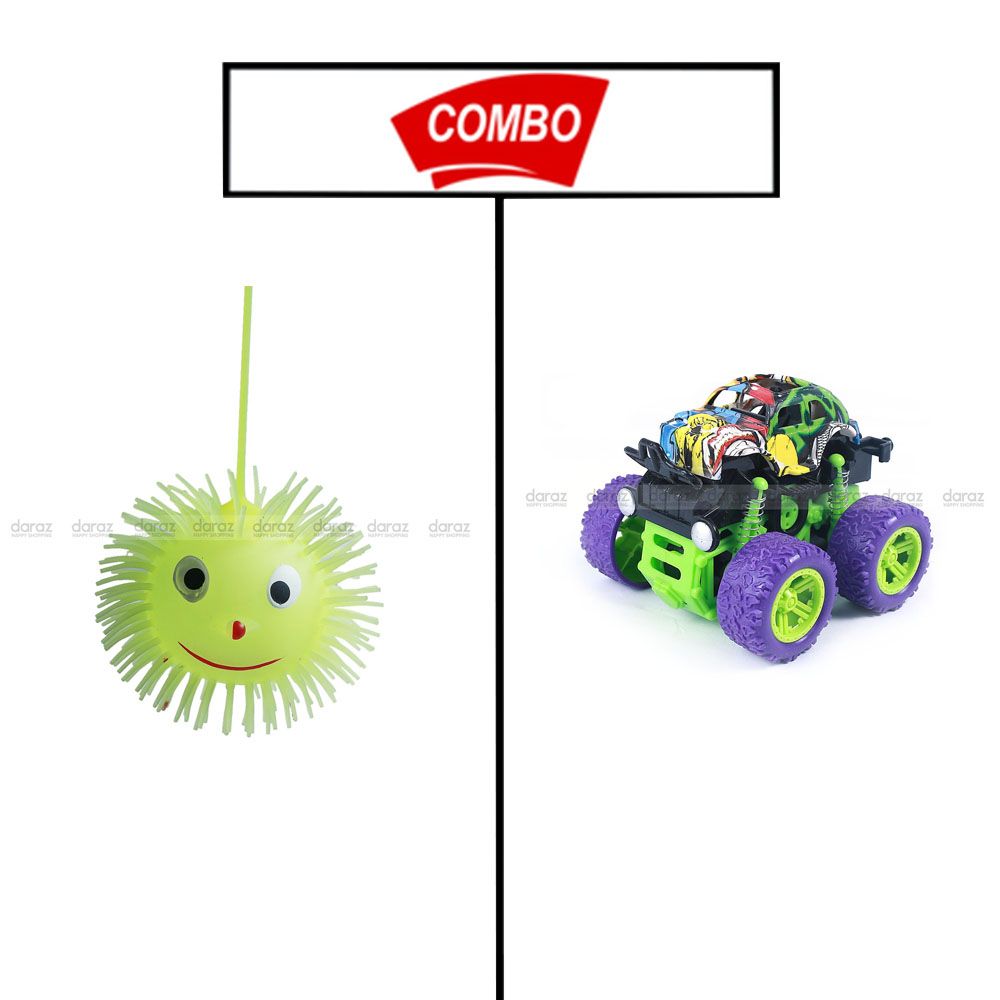 GREEN FACE HANGING TOY & RACING CAR COMBO PACK