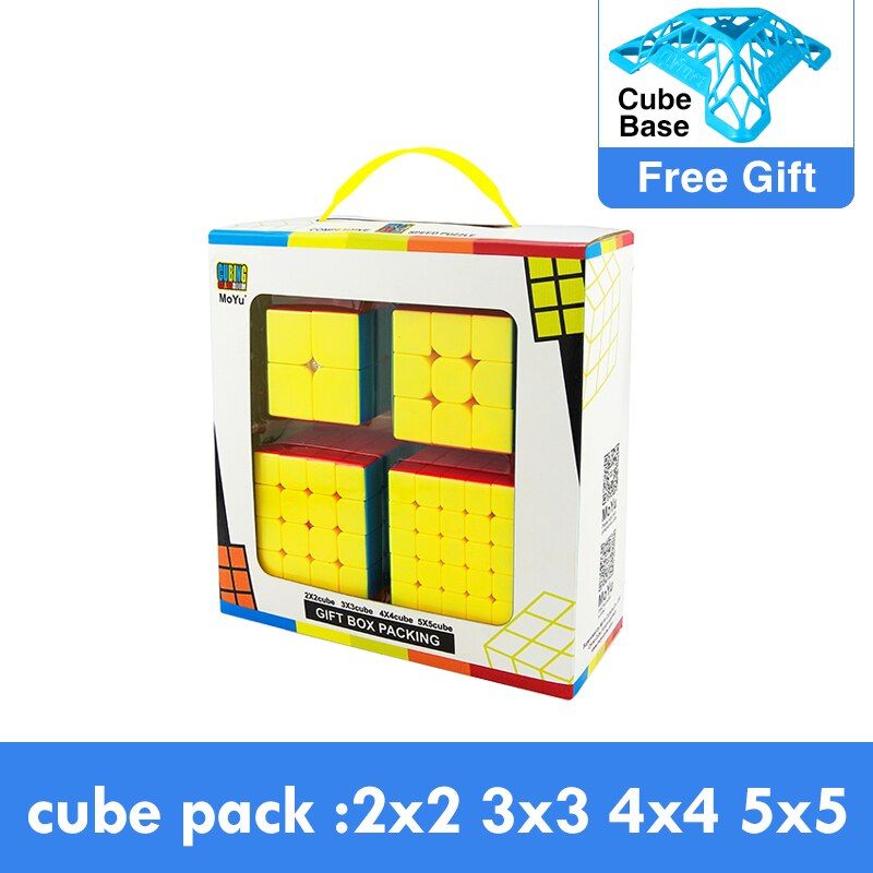 4pcs set Cubing Speed Bundle MofangJiaoshi 2x2 3x3 4x4 5x5 Meilong Magic Cube Packing Educational Toys For Children