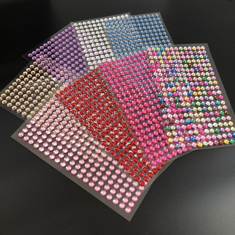 Rhinestone 260 Particl 6mm Diamond Sticker Mobile Phone Decoration Stickers  Acrylic Shiny Gems Crystal Creative DIY Toys
