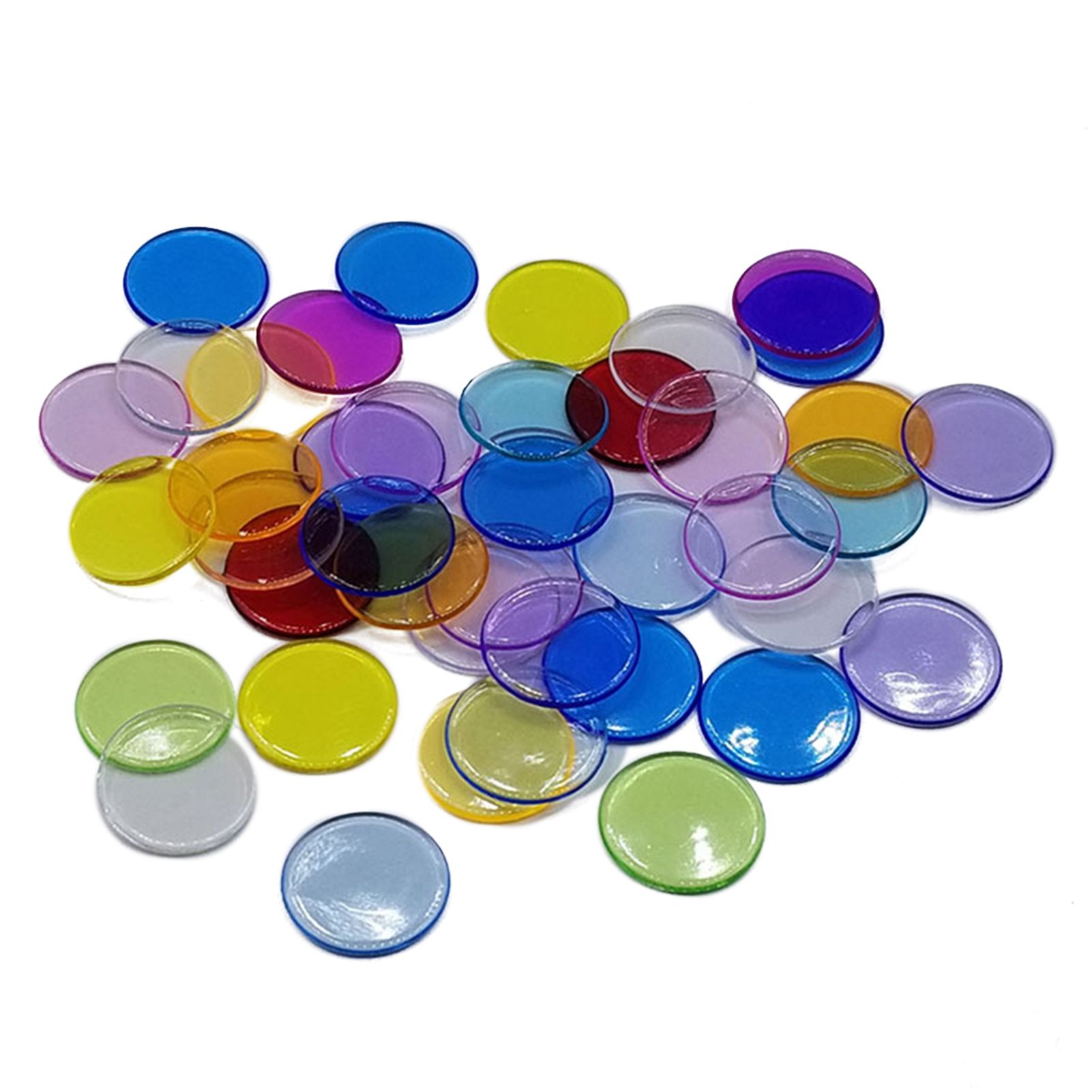 100Pcs 19mm Bingo Chips Transparent Color Counting Math Game Counters Markers