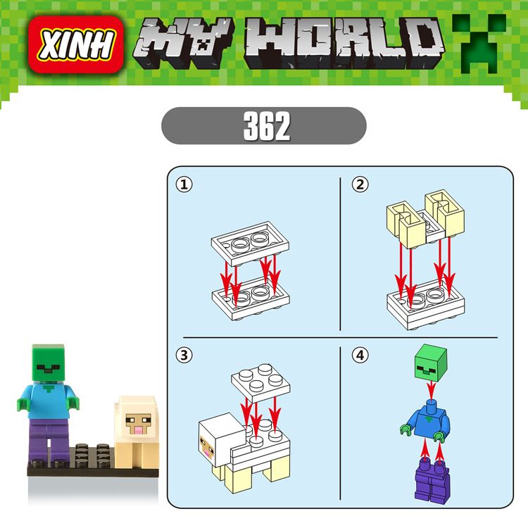 Single Sale Minecraft Building Blocks Game Series Steve Skeleton Zombie Bricks Educational Figures Toys For Children Collection X0127