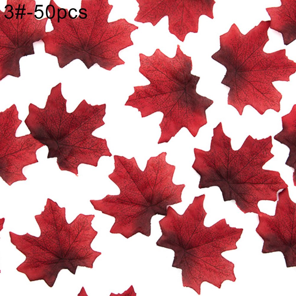 50Pcs Artificial Autumn Maple Leaves Wedding Party Scrapbooking Decor Photo Prop