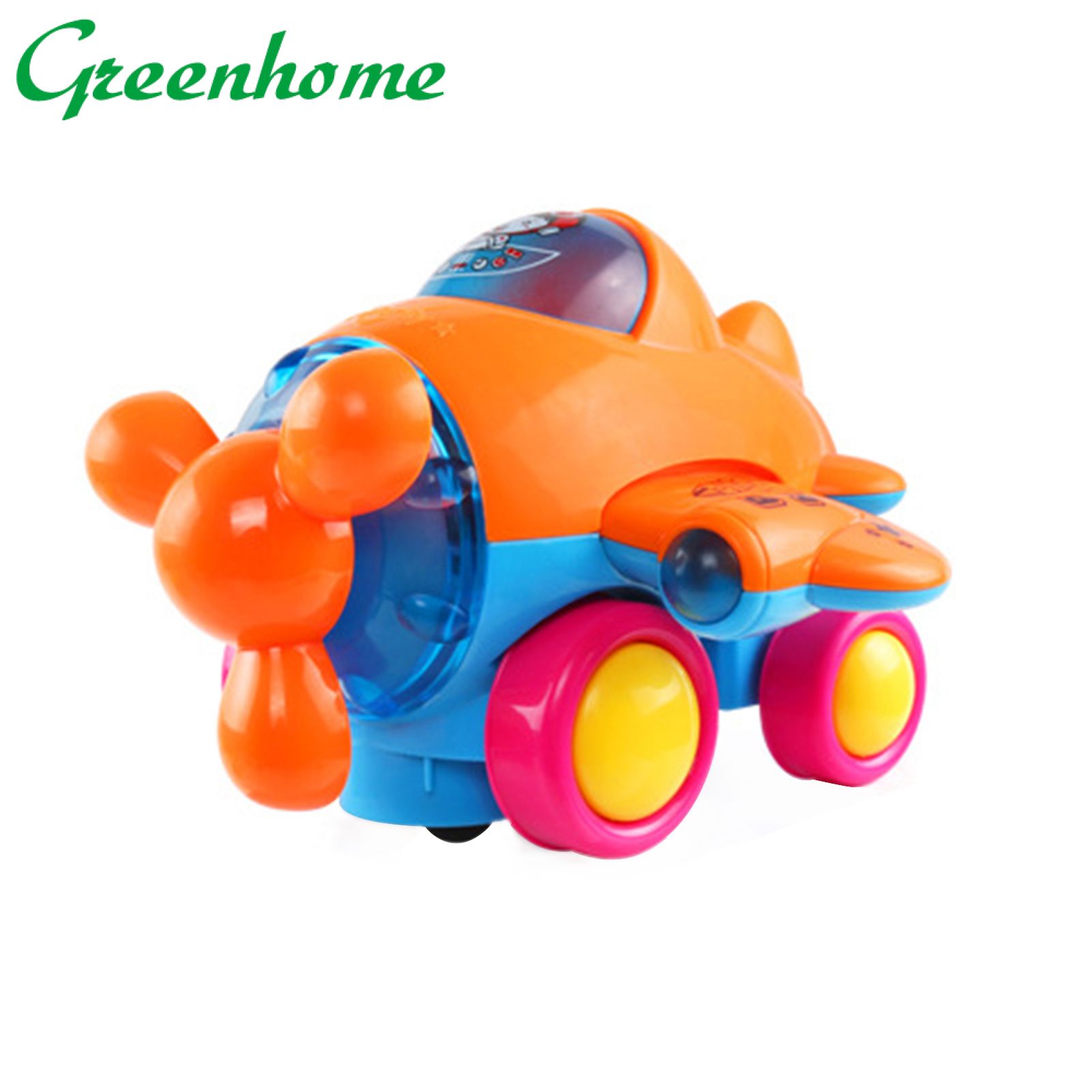 Greenhome Universal Wheel Electric Airplane Model with Light Music Early Educational Toy