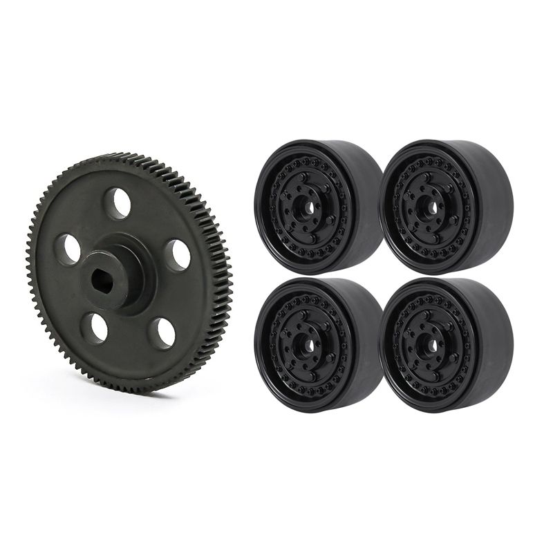 Metal Spur Gear 87T for HSP RGT E86100 Upgrade Parts with 4Pcs Metal 1.9Inch Beadlock Wheel Rim Hub