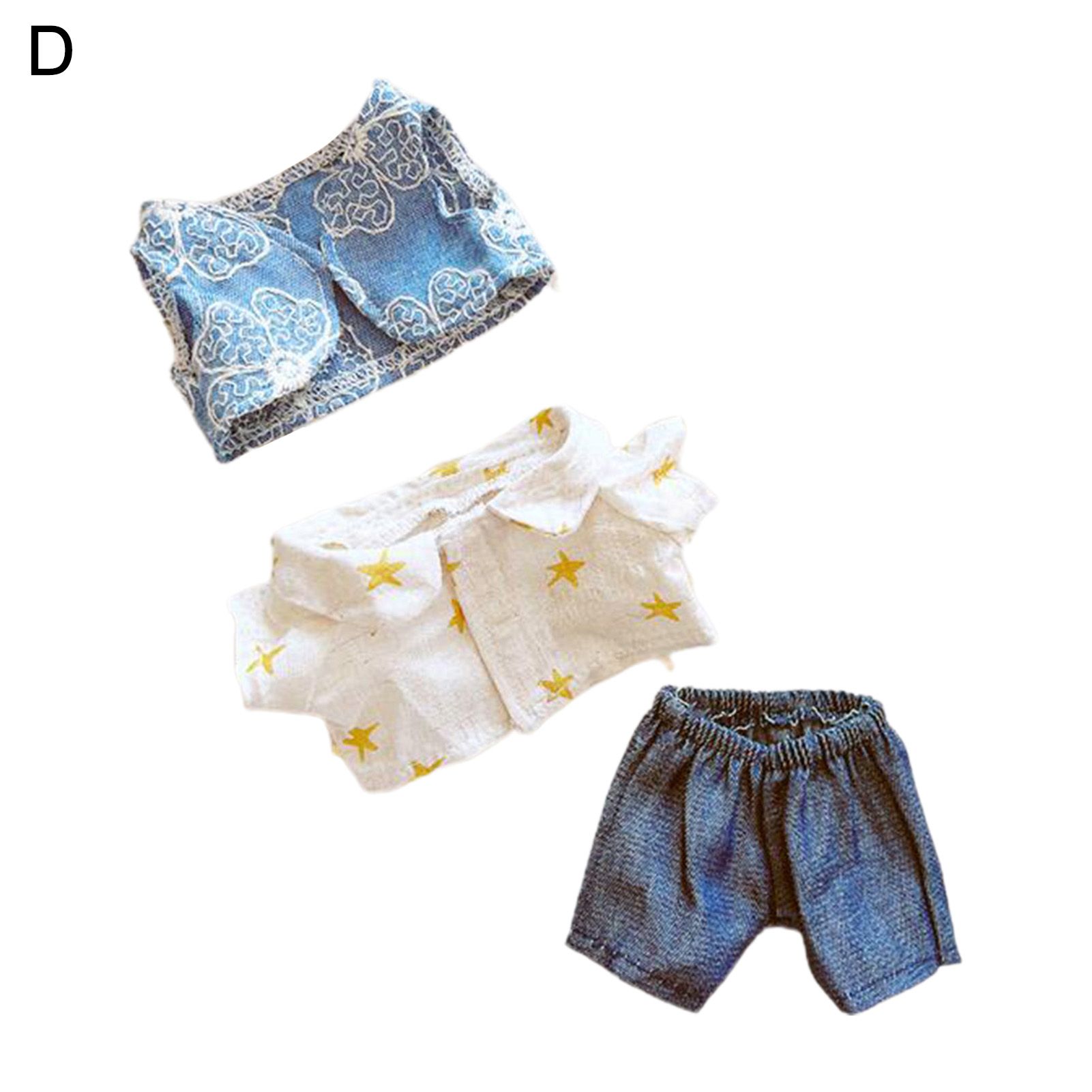 Doll Shirt Pants Adorable Cuddly Round Collar Doll Top Skirts