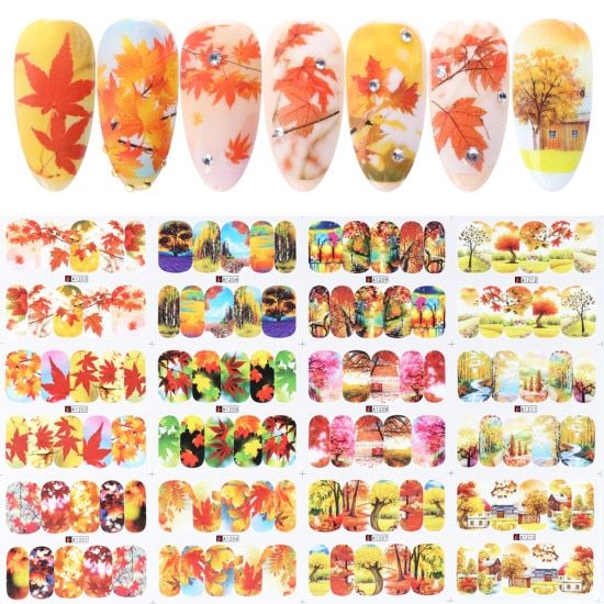12pcs Water Transfer Stickers Nail Decals Heart Love Letters Flowers Designs Sliders Manicure Nail Art Decorations NTBN1489-1500