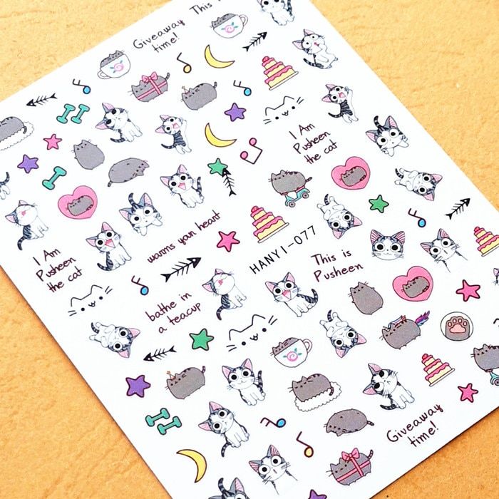 3D nail sticker Newest Hanyi- 66 67 693 315 cartoon design nail decal back glue DIY art decorations tools