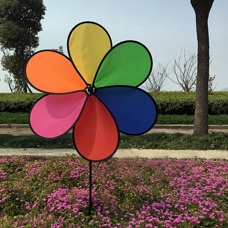 Baby Like Funny Windmill Colorful Rainbow Flower Spinner Wind Windmill Garden Yard Outdoor Decor