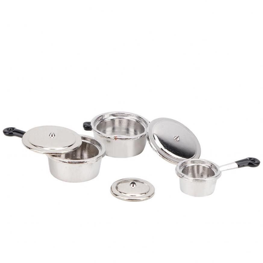 3Pcs 1:12 Miniature Alloy Kitc nware Cookware Set Model ulation cessory for Dollhouse