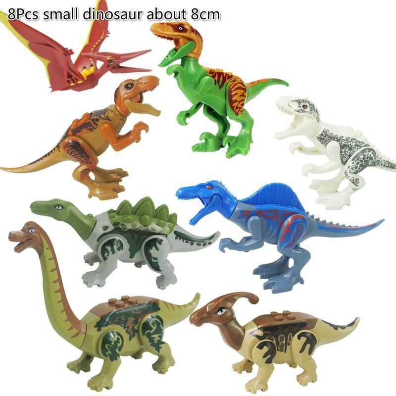 8 Pcs/set Dinosaurs Jurassic World 2 Dinosaurs Figures Building Blocks Bricks Tyrannosaurus Assemble Dinosaurs Toy Gift