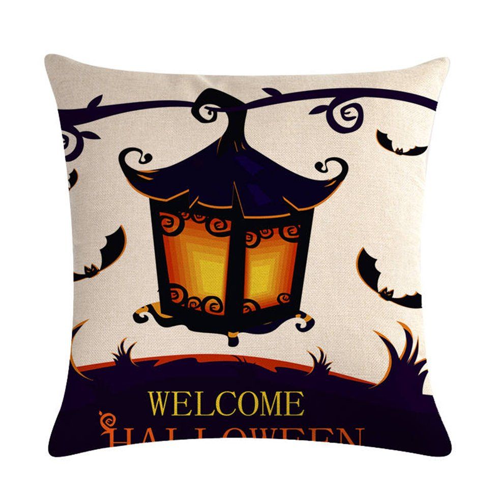 Happy Halloween Printed Design Back Cushion Pillowcase Cotton Linen