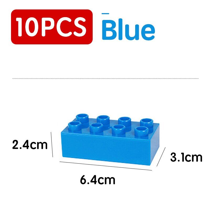 big building blocks 2x4 Block 10PCS/Lot DIY Education Technic Toys Brick Compatible With Duplo Set Toys For Children