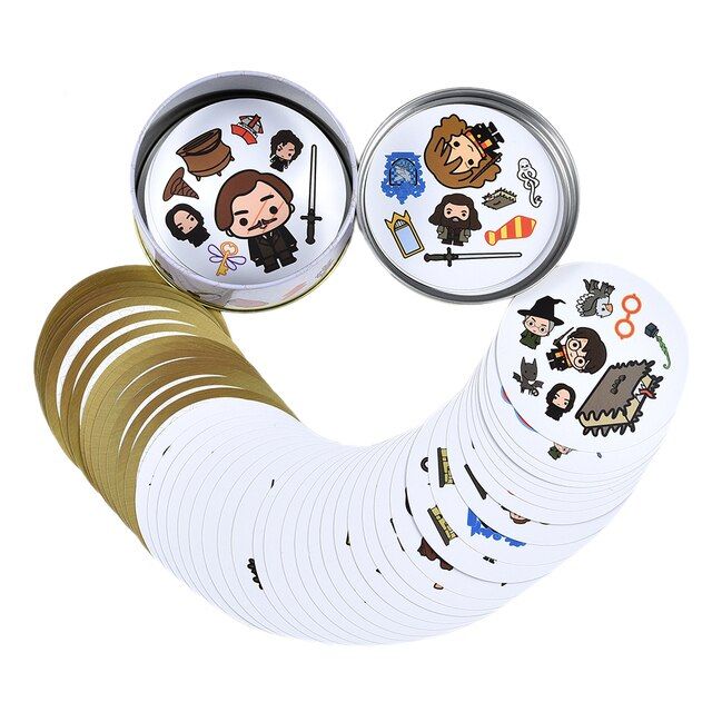 19 Styles Spot it Dobble Juego Card Board Game Harry Potter Frozen Animals Sports Holiday Go Camping Halloween Tin Box Kids Toys