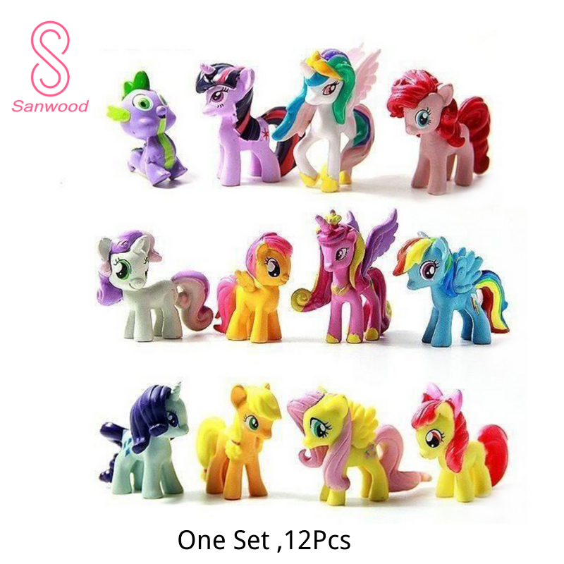 One Set 12Pcs  My Little Pony Action Figure PVC Model Handicraft Toy Table Car Decor