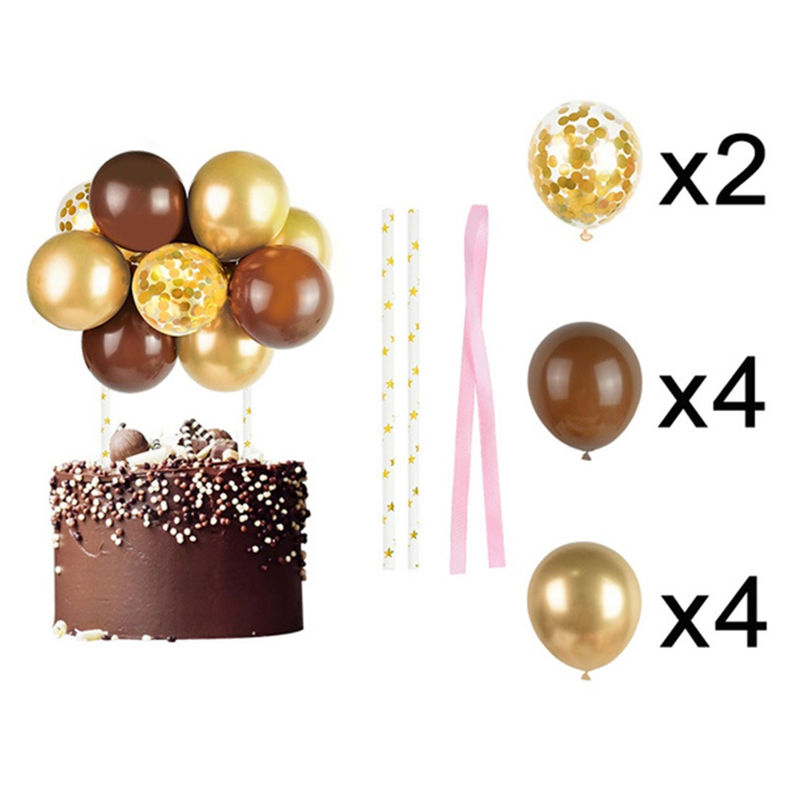 10Pcs 5Inch Balloons Thick Reusable Emulsion Rose Gold Cake Topper Decoration Balloons for Cakes
