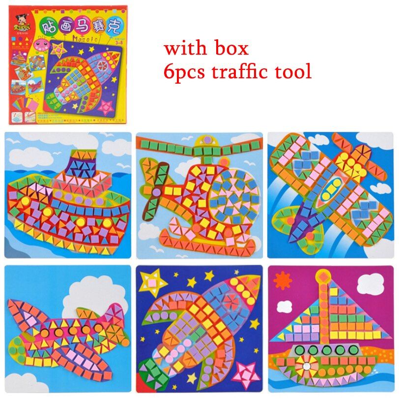 6PCS/Set 3D Kids EVA Sticky Mosaics Puzzle DIY Foam Stickers Handmade Art Cartoon Creative Educational Toys