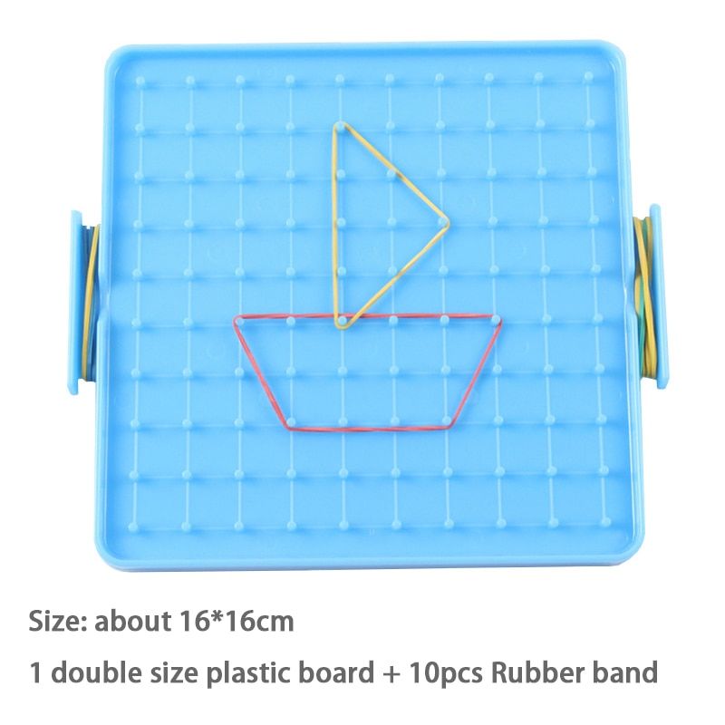 Kids Montessori Math Toys Geometry Cognition Plastic Toys Nail Board with Rubber BaChildren Early Educational Puzzle Game