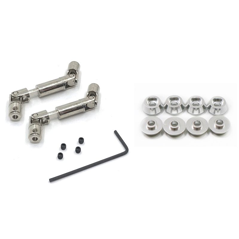 8Pcs Metal Connecting Rod Screw Gasket Shim Washer Rest for WPL C14 C24 C34 C44 MN D90 D91 & 2Pcs Metal Driving Shaft