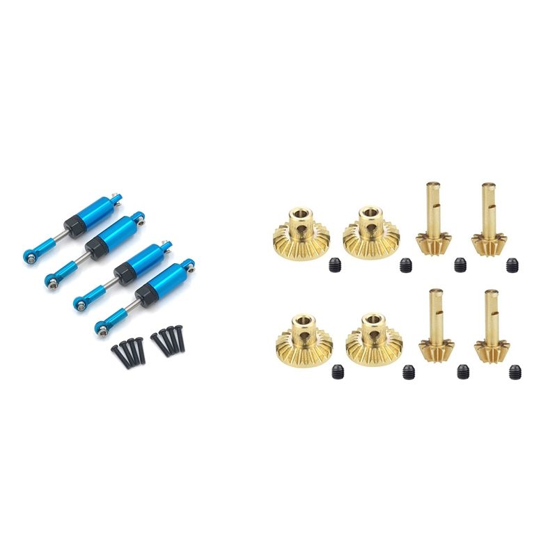 2 Set RC Car Part: 1 Set Full Metal Shock Absorber Damper & 1 Set Brass Front Rear Axle Gear Drive Shaft Gear
