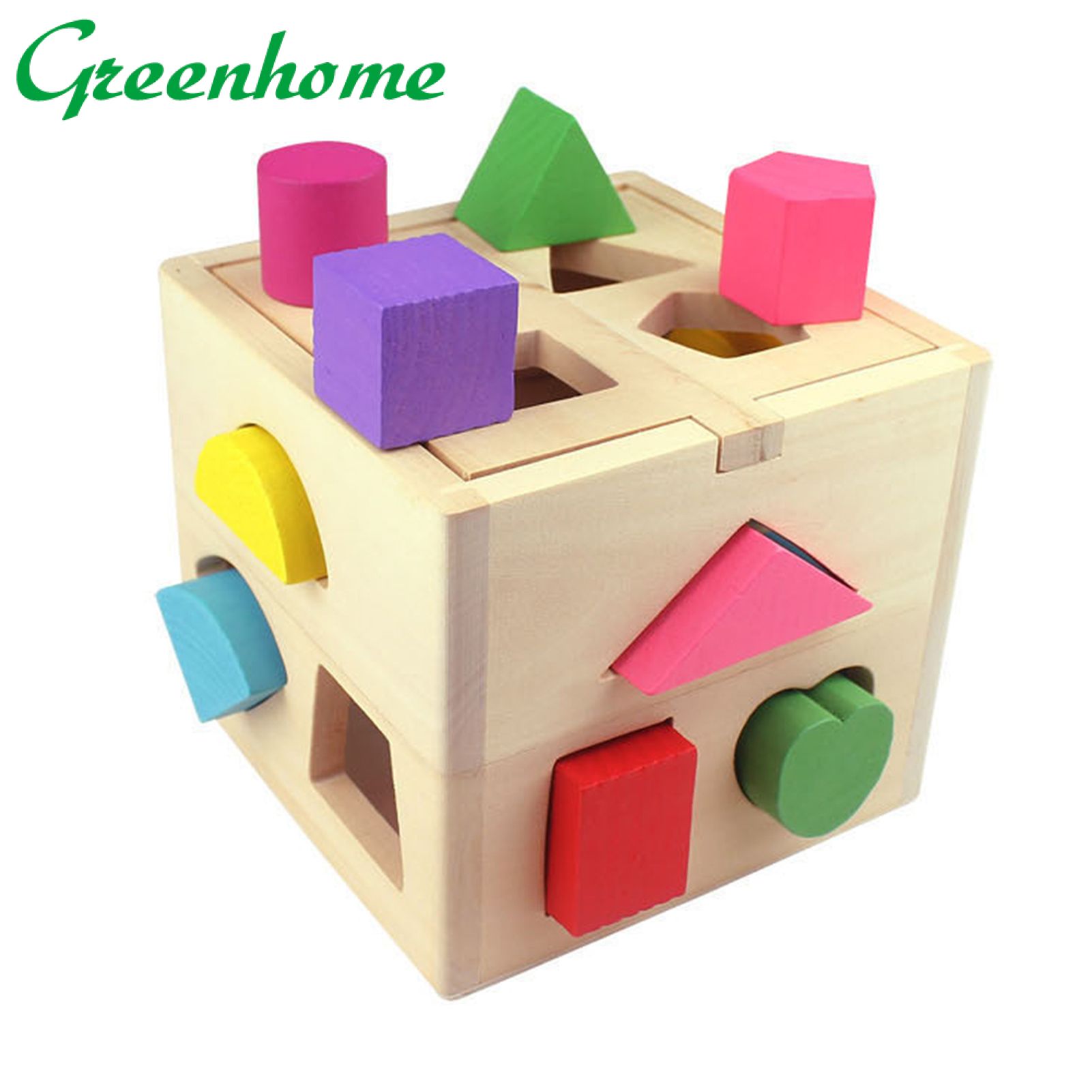 Greenhome Educational Intelligence Box Easy to Use Universal Hands-on Learning Thirteen-Hole Geometric Shape Matching Block Box for Baby