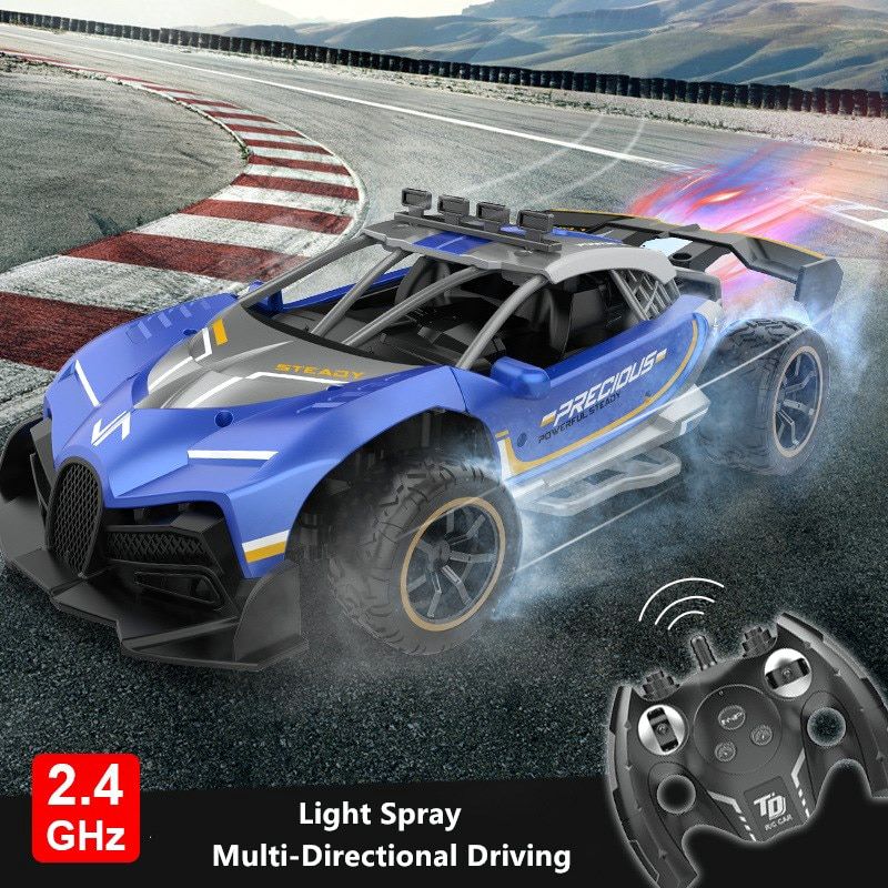 Bugatti RC Remote Control Car Rechargeable High Speed 2.4 GHz 1:12 Multi-Directional Movement Smoke Simulation Drift Spray Remote Control Car Kids Toys