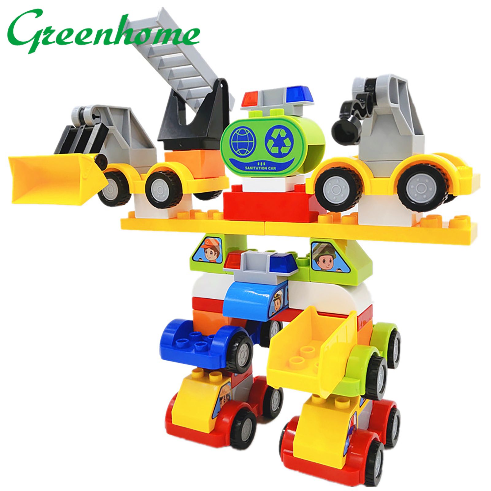 Greenhome Car Building Blocks Toy Interesting Interactive Plastic Educational Car Building Blocks Toy for Kids