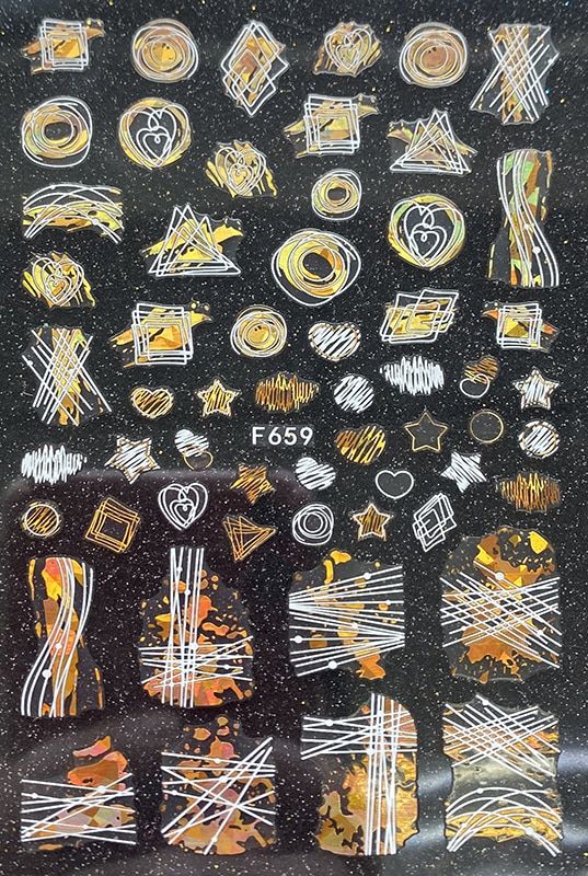 Mix White Black 3D Nail Decals Nail Art Stickers Adhesive Gold Leaf Letters Sliders Wraps Summer Design Decorations TRF654-661-1